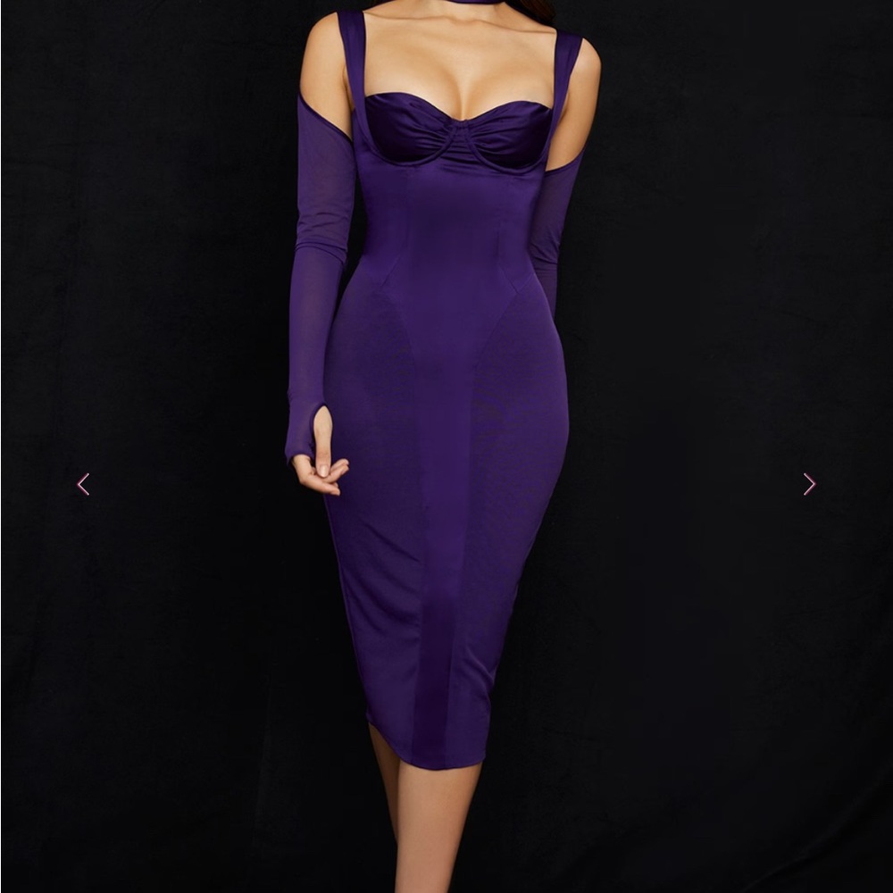 House of CB “Talika” Grape/Purple Corset Midi Dress